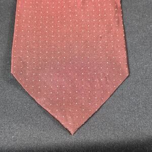 Dimoggio Men's Red Brown Gold Polka Dot Silk Argyle Tie Hand Made